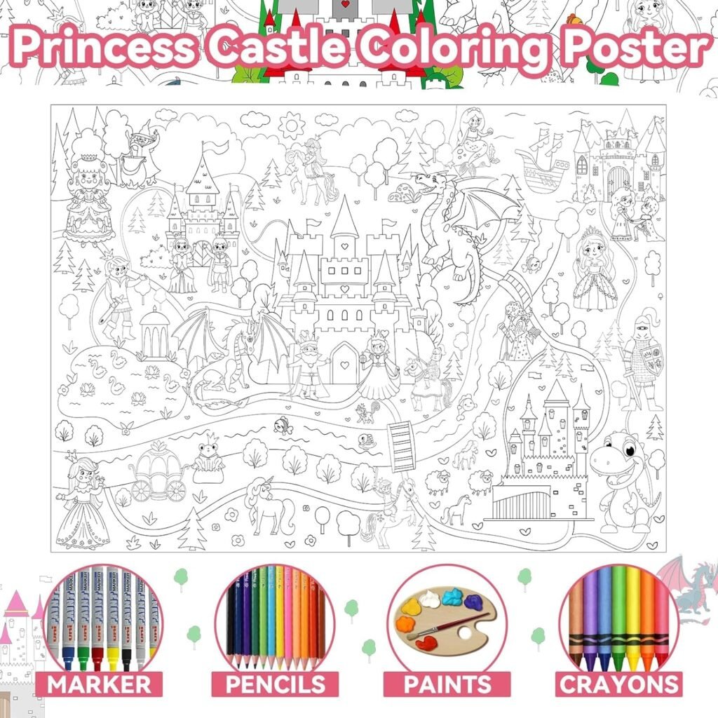 Naozinebi Positive Affirmations Coloring Poster for Kids Giant Coloring Poster Large Positive Coloring Tablecloth Jumbo Coloring Books for kids Classroom Home Birthday Party Supplies Favor