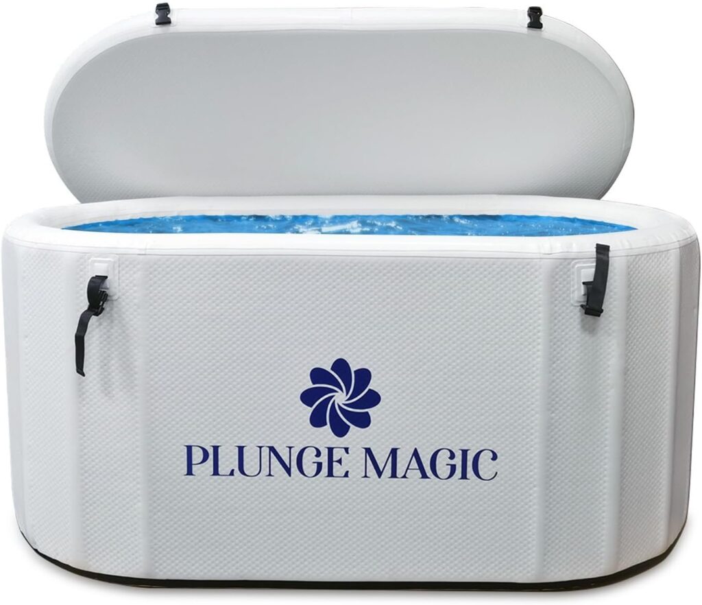 Ultimate Cold Plunge Tub Inflatable Ice Bath Tub With Cover for Athletes Portable XL Size, Water Chiller Compatible | 59 L x 32 W x 30 H (Elliptic Cylinder-White)