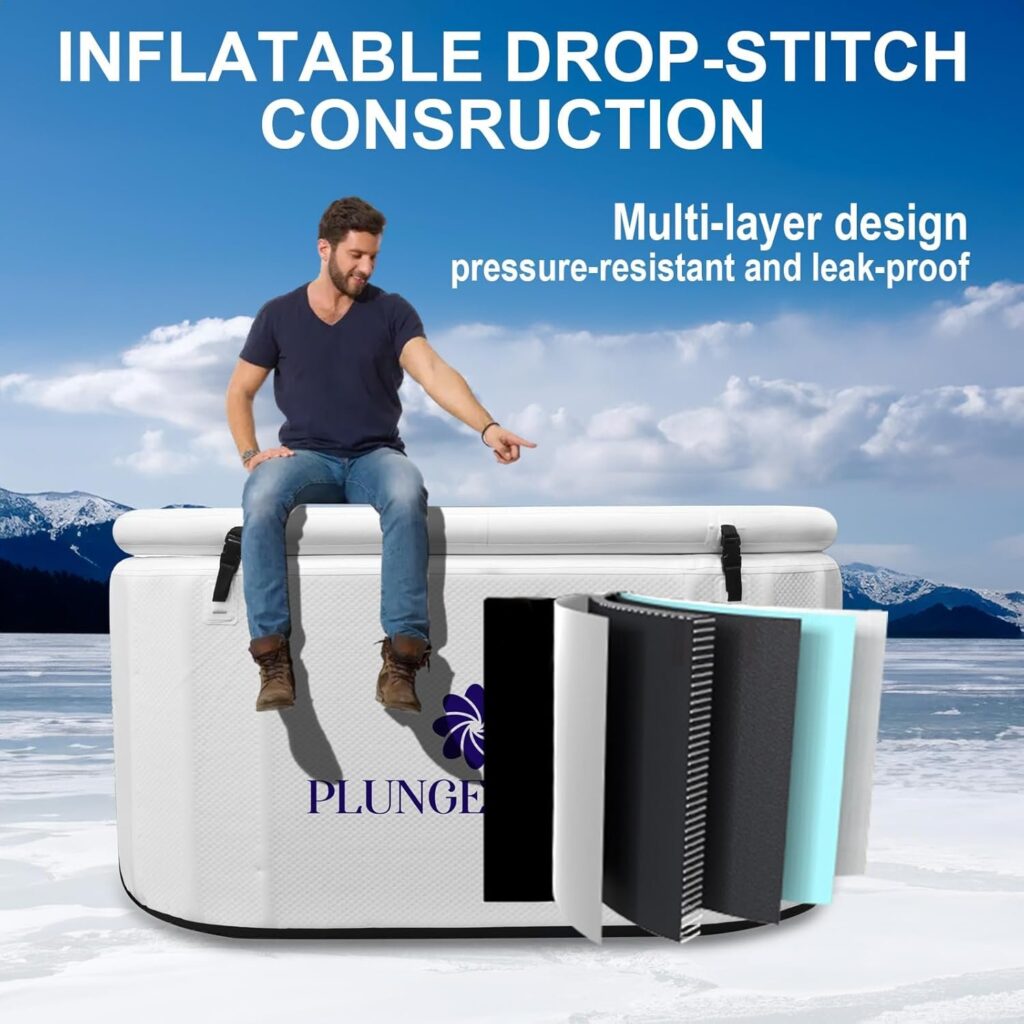 Ultimate Cold Plunge Tub Inflatable Ice Bath Tub With Cover for Athletes Portable XL Size, Water Chiller Compatible | 59 L x 32 W x 30 H (Elliptic Cylinder-White)